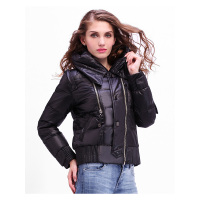 大羽羽绒服女式短款连帽中年方领女士修身侧拉链羽绒衣外套9110