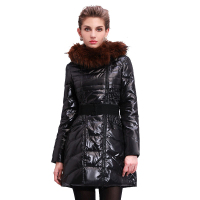 大羽女式中长款加厚貉子毛领羽绒服女士修身冬装外套反季9161