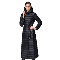 大羽2018女士轻薄羽绒服女长款过膝修身冬装外套97210