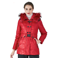 大羽羽绒服女中长款大貉子毛领修身显瘦羽绒服外套9173