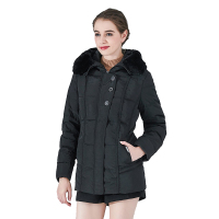 大羽羽绒服女中长款冬装毛领修身冬装羽绒外套YRFV06