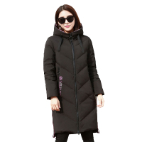 大羽羽绒服女中长款冬装新款韩版修身时尚白鸭绒羽绒服外套AYV815