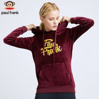 大嘴猴2018新款卫衣女秋季聚酯纤维套头连帽卫衣时尚潮烫金运动外套上衣女