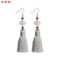 iSTONE/石头记年年有余莲藕京白玉耳环流苏长耳环耳饰女