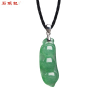 iSTONE/石头记天然绿东陵玉吊坠男女碗豆形吊坠福豆项链