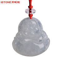 iSTONE/石头记天然翡翠玉佛公吊坠弥勒笑佛玉坠挂件男女款配证书
