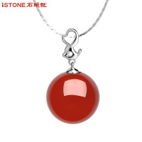 石头记2018猪年玉坠生肖狗吉祥吊坠玛瑙玉吊坠银锁骨项链女