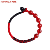 石头记带带平安红玛瑙编织红绳手链手串男女款好运珠