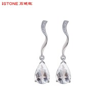 ISTONE石头记白水晶耳环天然水晶长耳环水滴形耳坠