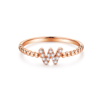 Leysen1855莱绅通灵珠宝字母W钻戒 钻石戒指 时尚单戒 女戒 18k玫瑰金