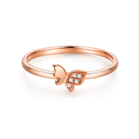 Leysen1855莱绅通灵珠宝 蝴蝶公主 金18K钻石戒指 蝴蝶款单边钻 钻戒 女戒单戒 钻石