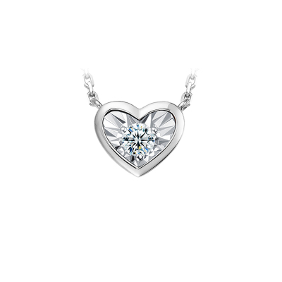 Leysen1855莱绅通灵珠宝 钻石吊坠女 怦然心动钻石链牌女（含链） 钻石项链女 表白礼物
