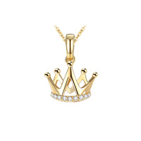 Leysen1855莱绅通灵王室珠宝小皇冠18K金钻石项链女钻石吊坠送老婆真钻正品