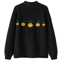 Semir森马针织衫女青少年秋冬加厚宽松显瘦套头衫提花毛衣半高领毛衫潮