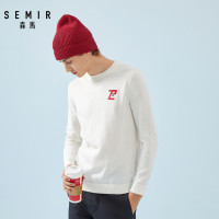 semir森马白色毛衣男圆领套头针织衫男士2019春秋潮流青少年线衣