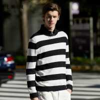 【满198减100预估价：33】semir森马小清新条纹毛衣男春秋薄款圆领套头针织衫男装绿色潮流学院风