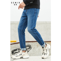 森马牛仔长裤男修身小脚长裤男装韩版字母刺绣裤子学生男裤潮