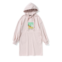 Semir森马连衣裙女2019春秋新款宽松落肩打底中长款连帽针织卫衣连衣裙