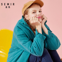 Semir森马棉服女年轻冬季时尚宽松面包服学生韩版潮流印花立领棉衣