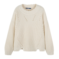 Semir森马宽松毛衫女秋冬季木耳边上衣保暖毛衣潮流镂空粗针打底衫潮流