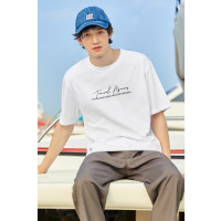 【满198减100预估价：41】森马短袖T恤男2021夏季新款白色体恤衫男士潮流百搭男生宽松半袖