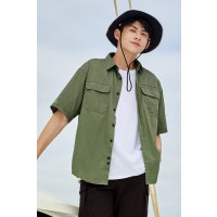【满198减100预估价：54】森马短袖衬衫男2021夏季新款宽松工装风衬衣男士个性潮流港风上衣