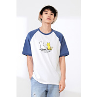 【满198减100预估价：49】森马短袖T恤男夏季卡通趣味图案衣服男士拼接纯棉宽松上衣短款