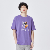 【满198减100预估价：43】森马短袖T恤男2021夏季新款宽松圆领套头衫个性图案上衣潮流