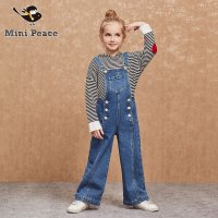 minipeace太平鸟童装女童背带裤宝宝裤子秋冬牛仔长裤宝宝连身裤
