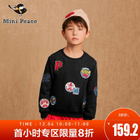 minipeace男童卫衣圆领春秋刺绣贴布卡通套头上衣保暖儿童