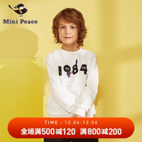 minipeace太平鸟童装男童卫衣白色圆领套头儿童外套春装新款
