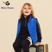 太平鸟童装男童棉马甲短款立领宝蓝色夹棉无袖休闲外套春秋