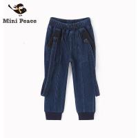 minipeace太平鸟童装男童可拆卸背带设计休闲牛仔背带裤春秋