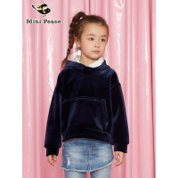 minipeace太平鸟童装春季女童丝绒儿童卫衣女袋鼠兜春秋装