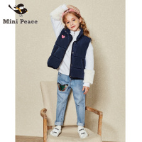 Mini Peace太平鸟童装女童休闲牛仔裤直筒休闲裤子中腰蝴蝶贴布春秋装新款