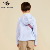 minipeace太平鸟童装儿童衬衫男 长袖连帽套头拉链领口洋气春秋装