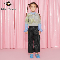 minipeace太平鸟童装春季女童休闲PU皮裤宝宝宽松长裤春秋款