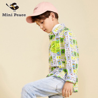 minipeace太平鸟童装春季儿童衬衫男 长袖树脂口袋设计春秋装