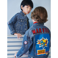 minipeace太平鸟童装漫威美国队长联名卡通儿童牛仔夹克男童外套