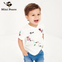 太平鸟幼童童装新款男童T恤短袖白色宽松宝宝儿童上衣夏季
