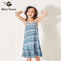 minipeace女童夏装连衣裙清凉雪纺吊带裙荷叶边儿童裙子新款