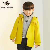 太平鸟童装男童中长款大衣连帽柠檬外套中长款秋冬装新款