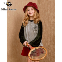 minipeace太平鸟童装 女童长袖T恤丝绒喇叭袖春秋装上衣洋气内搭