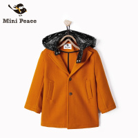 minipeace太平鸟童装男童呢子大衣新款中长款连帽外套秋冬