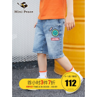 minipeace太平鸟童装男童2019夏装新款裤子五分牛仔裤贴布中短裤