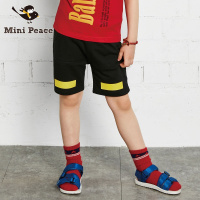 太平鸟童装男童运动短裤黑色休闲撞色儿童裤子潮夏装新款