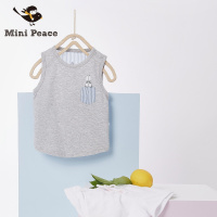 太平鸟童装幼童背心创意兔子口袋宝宝无袖T恤男童夏装新款