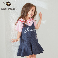 minipeace女童连衣裙蓝白条纹吊带裙俏皮儿童裙子夏装新款