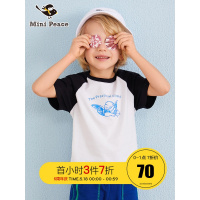 minipeace太平鸟童装男童T恤夏季新款插肩袖T恤印花短袖儿童上衣