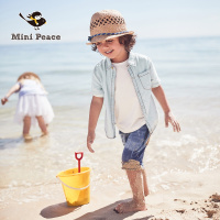 minipeace太平鸟童装男童短袖衬衫复古儿童外套夏装新款